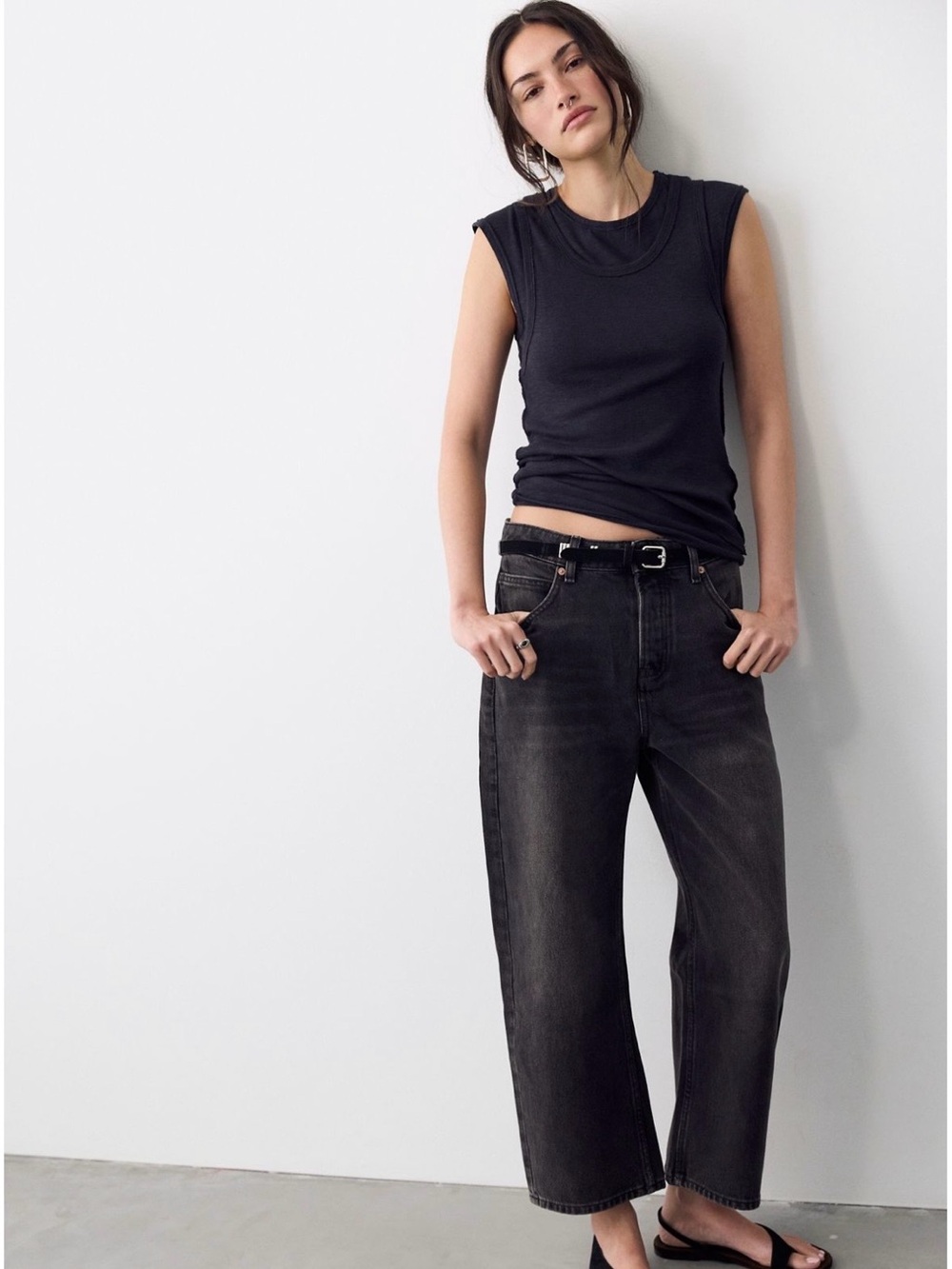 Free People Washed Black Boyfriend Jeans